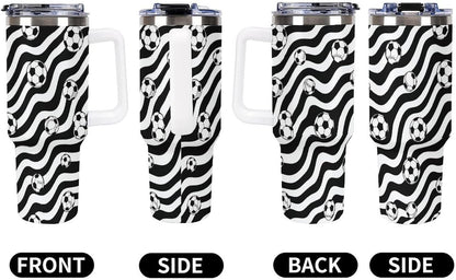 Leakproof Tumbler Vacuum Sealed Car Holder Friendly For Travel Simple Minimalist White Poppy Flower Pattern Coffee Mug Light Rose Red-style-27 - Colors H