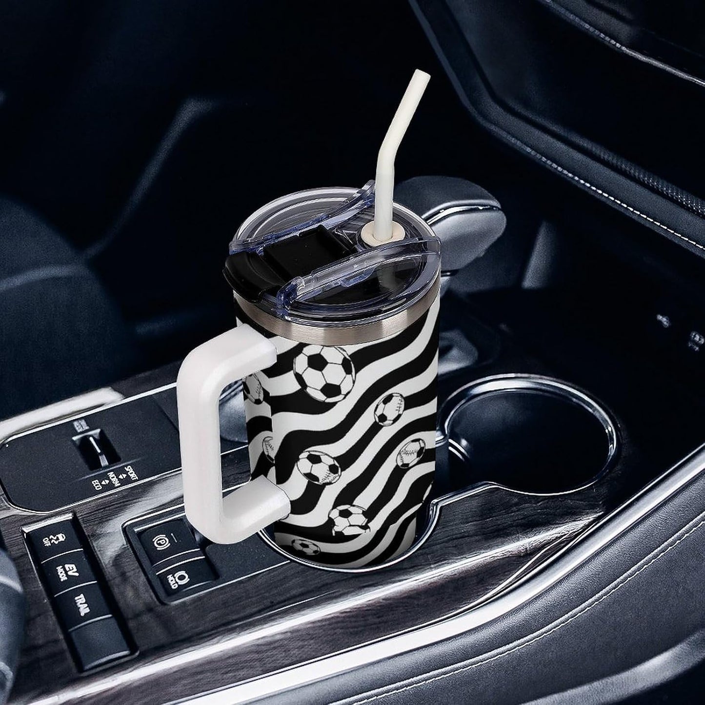 Leakproof Tumbler Vacuum Sealed Car Holder Friendly For Travel Simple Minimalist White Poppy Flower Pattern Coffee Mug Light Rose Red-style-27 - Colors H