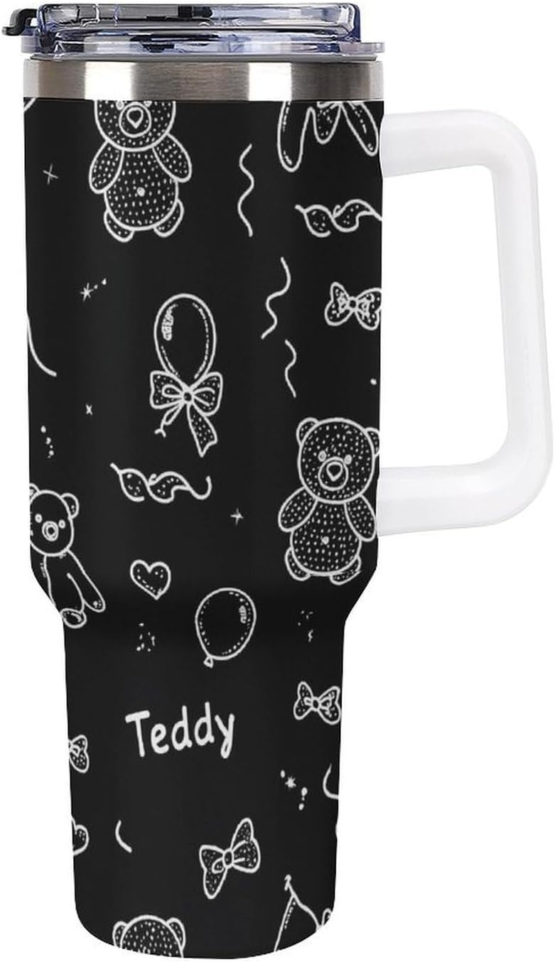 Leakproof Tumbler Vacuum Sealed Car Holder Friendly For Travel Simple Minimalist White Poppy Flower Pattern Coffee Mug Light Rose Red-style-27 - Colors H