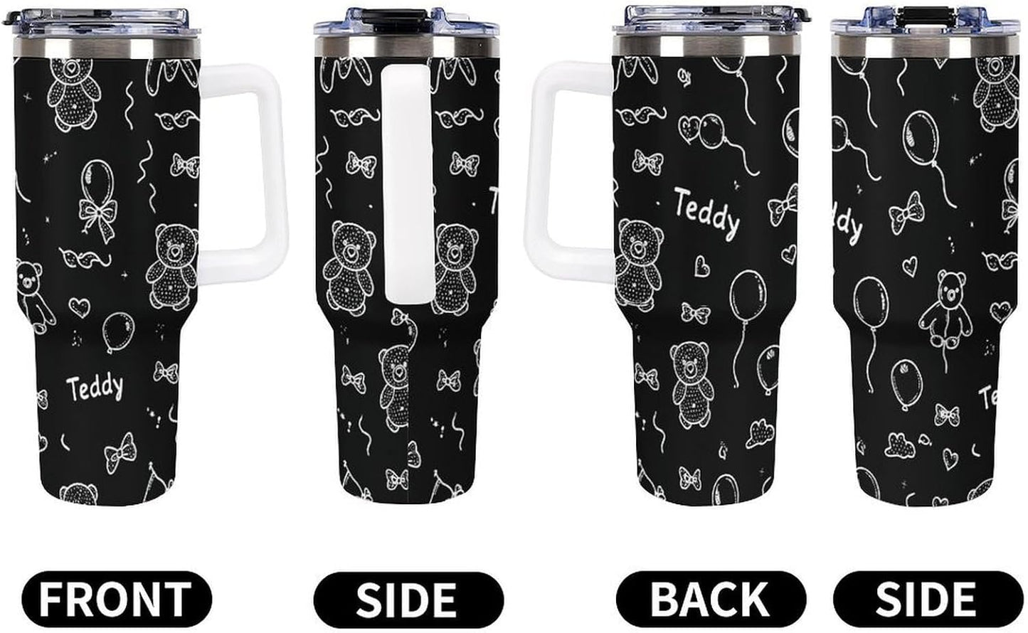 Leakproof Tumbler Vacuum Sealed Car Holder Friendly For Travel Simple Minimalist White Poppy Flower Pattern Coffee Mug Light Rose Red-style-27 - Colors H