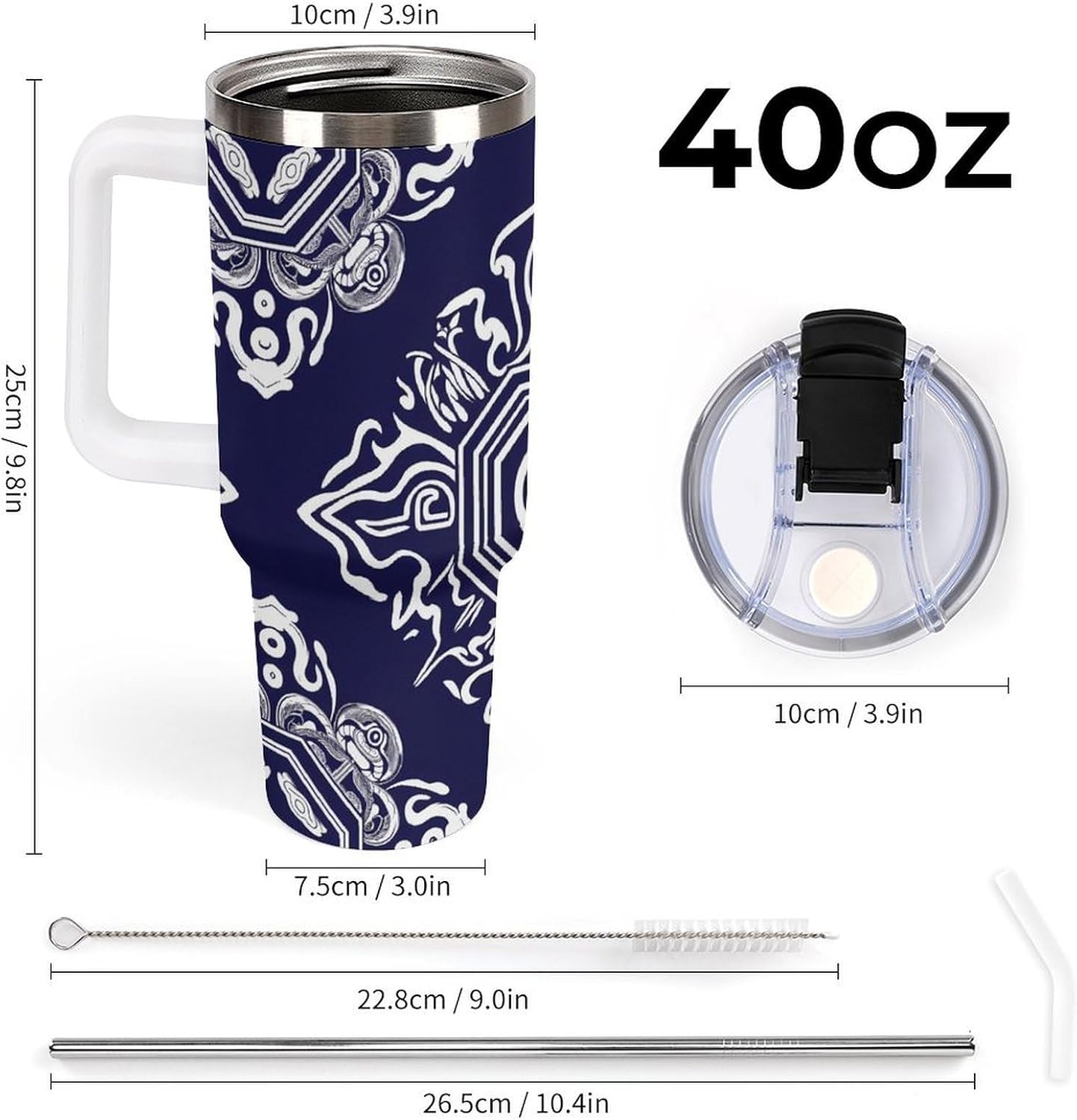 Leakproof Tumbler Vacuum Sealed Car Holder Friendly For Travel Simple Minimalist White Poppy Flower Pattern Coffee Mug Light Rose Red-style-27 - Colors H