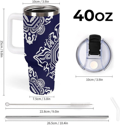 Leakproof Tumbler Vacuum Sealed Car Holder Friendly For Travel Simple Minimalist White Poppy Flower Pattern Coffee Mug Light Rose Red-style-27 - Colors H