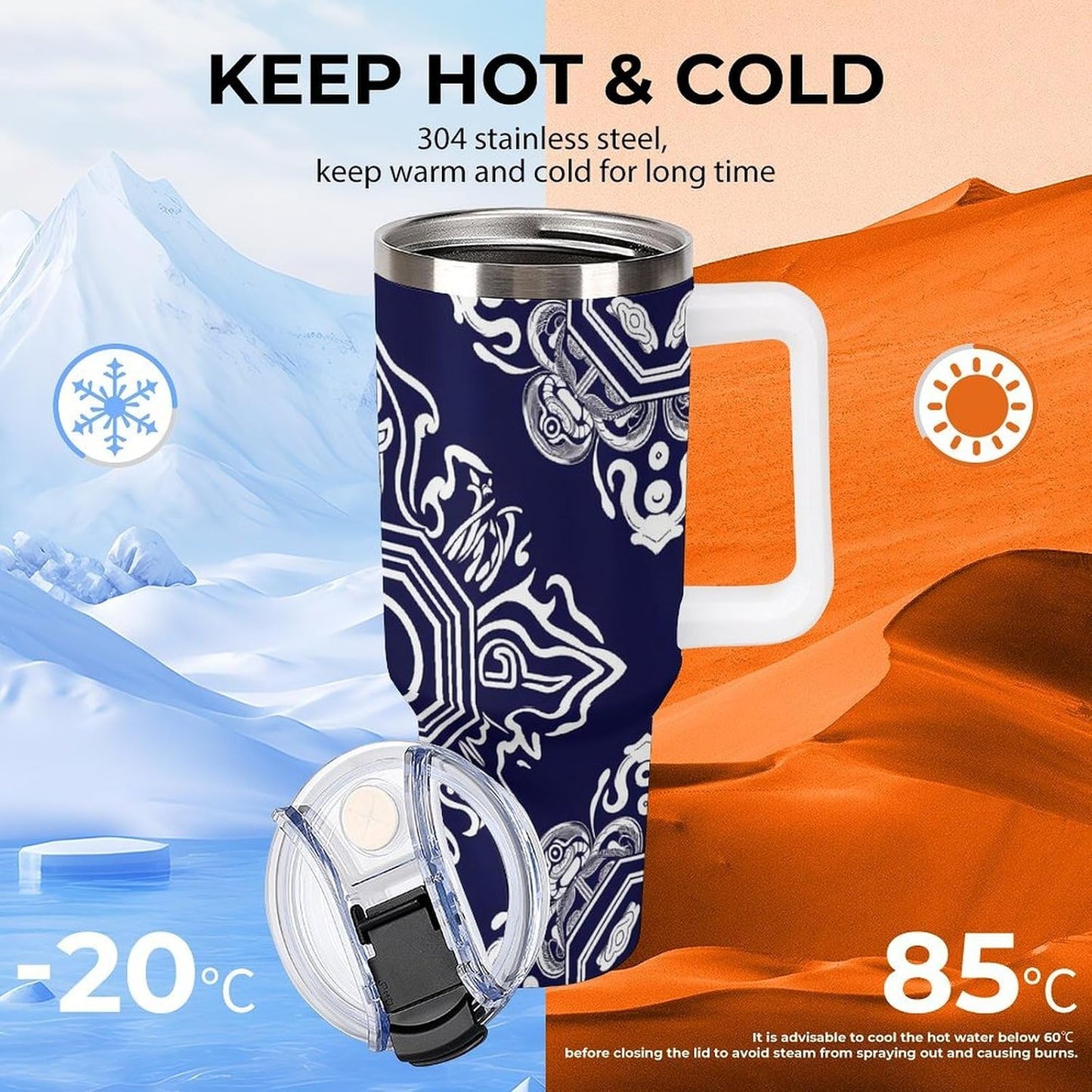 Leakproof Tumbler Vacuum Sealed Car Holder Friendly For Travel Simple Minimalist White Poppy Flower Pattern Coffee Mug Light Rose Red-style-27 - Colors H