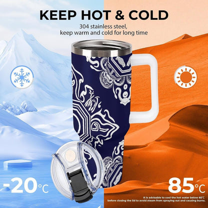 Leakproof Tumbler Vacuum Sealed Car Holder Friendly For Travel Simple Minimalist White Poppy Flower Pattern Coffee Mug Light Rose Red-style-27 - Colors H