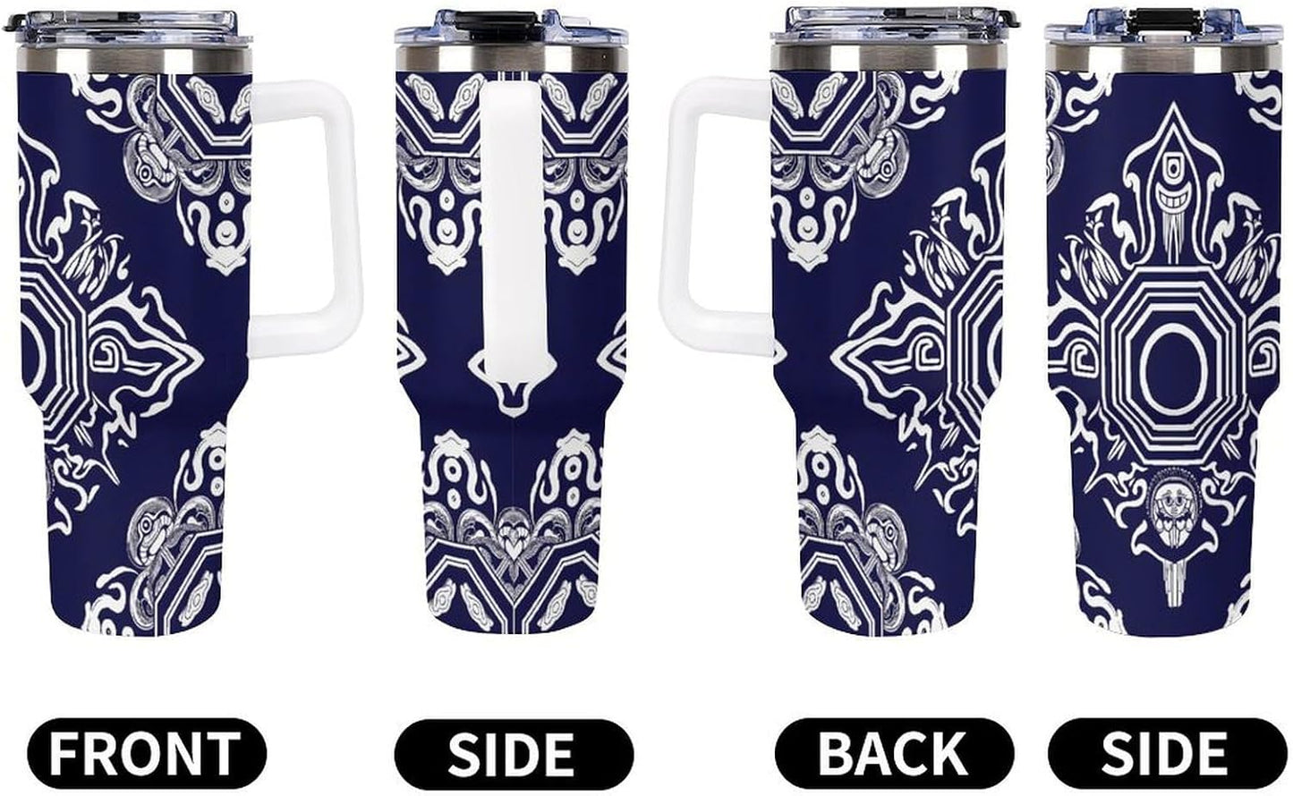 Leakproof Tumbler Vacuum Sealed Car Holder Friendly For Travel Simple Minimalist White Poppy Flower Pattern Coffee Mug Light Rose Red-style-27 - Colors H