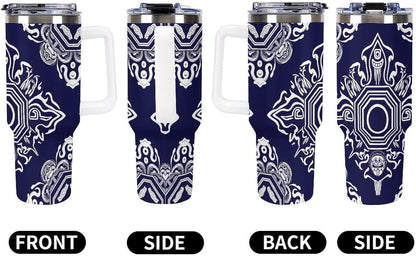 Leakproof Tumbler Vacuum Sealed Car Holder Friendly For Travel Simple Minimalist White Poppy Flower Pattern Coffee Mug Light Rose Red-style-27 - Colors H