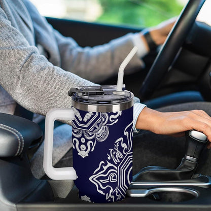 Leakproof Tumbler Vacuum Sealed Car Holder Friendly For Travel Simple Minimalist White Poppy Flower Pattern Coffee Mug Light Rose Red-style-27 - Colors H