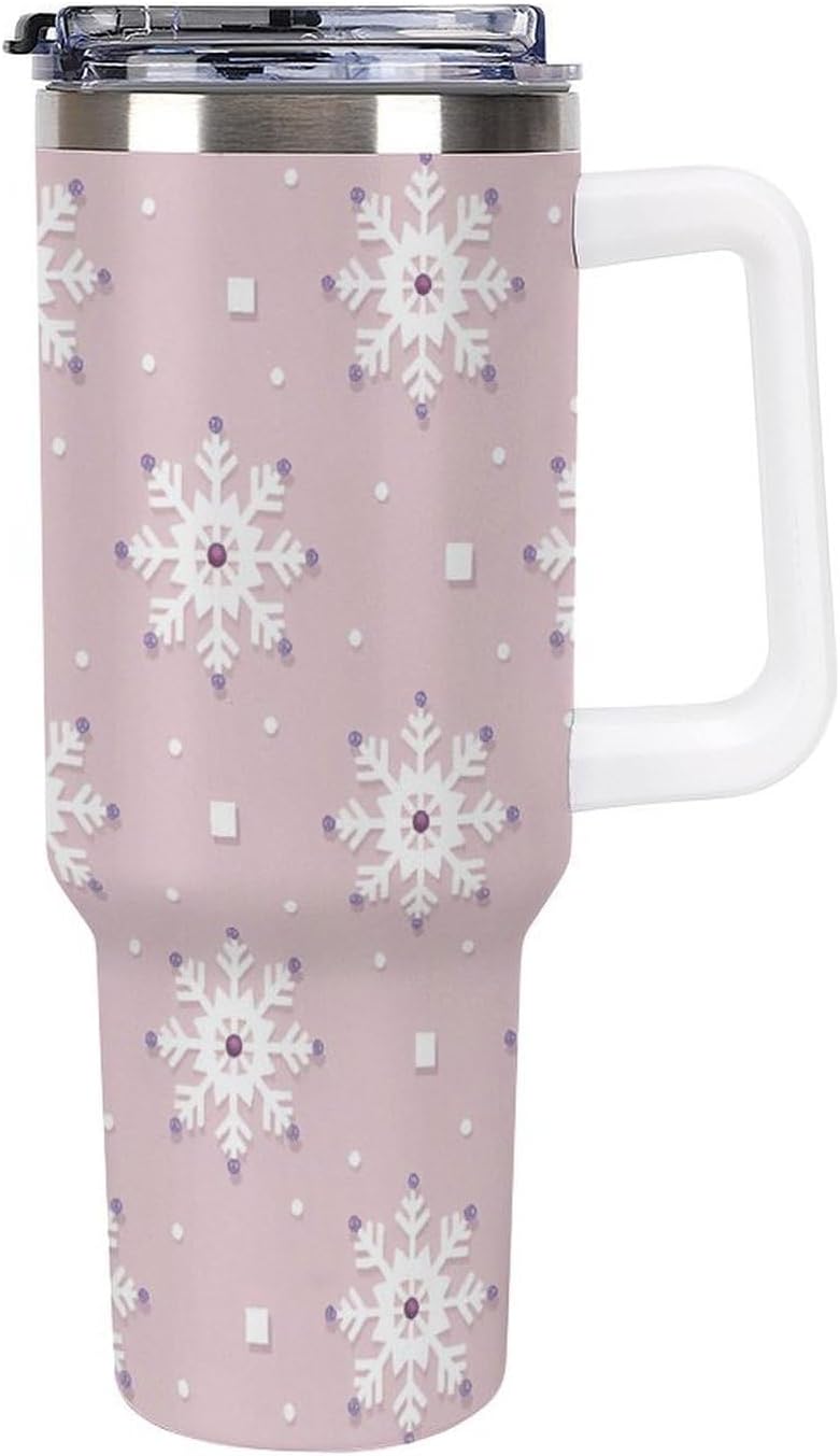 Leakproof Tumbler Vacuum Sealed Car Holder Friendly For Travel Simple Minimalist White Poppy Flower Pattern Coffee Mug Light Rose Red-style-27 - Colors H