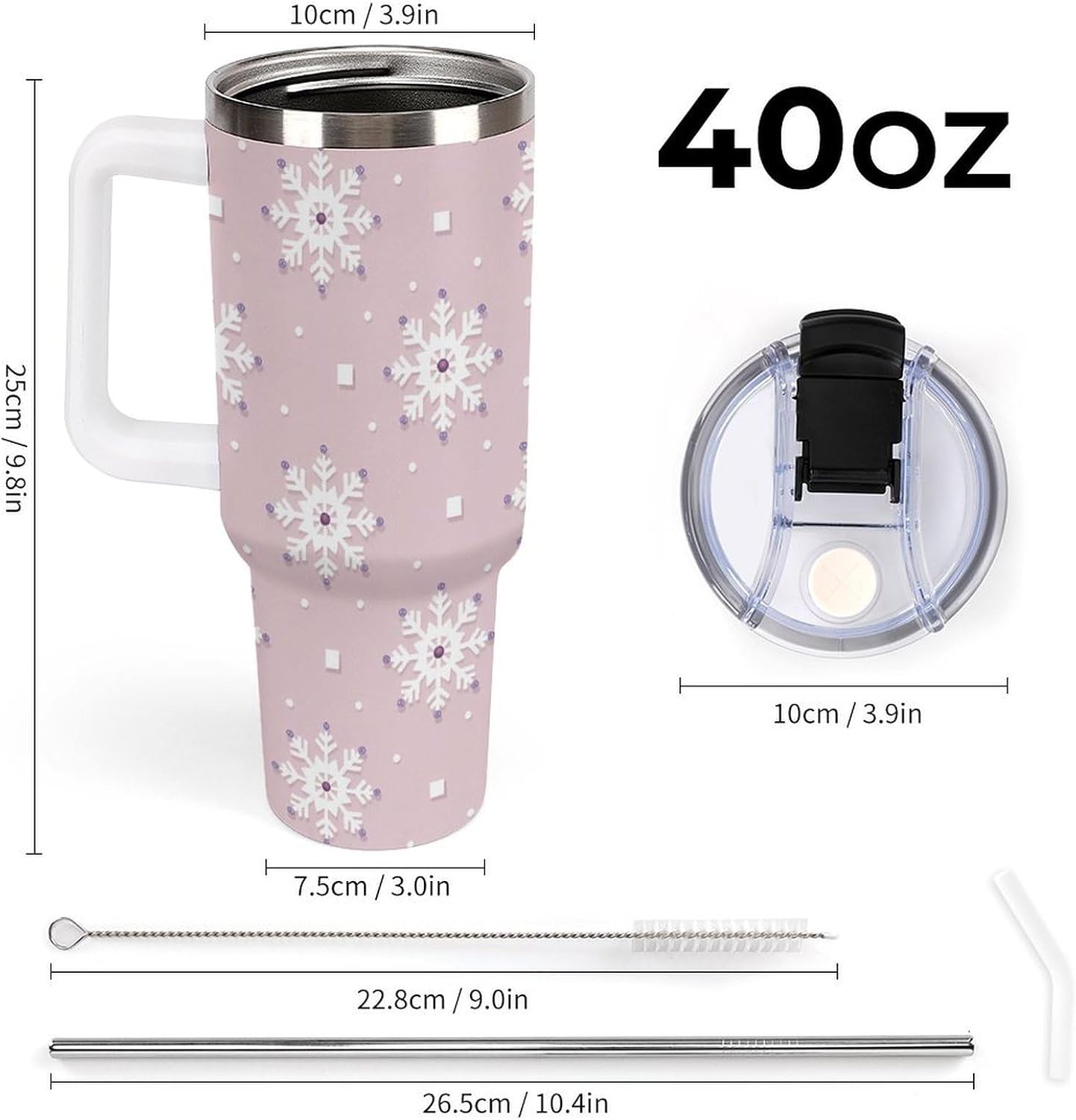 Leakproof Tumbler Vacuum Sealed Car Holder Friendly For Travel Simple Minimalist White Poppy Flower Pattern Coffee Mug Light Rose Red-style-27 - Colors H