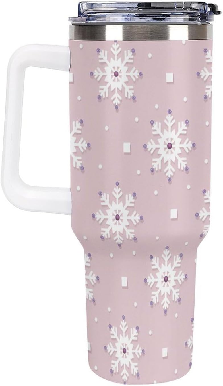 Leakproof Tumbler Vacuum Sealed Car Holder Friendly For Travel Simple Minimalist White Poppy Flower Pattern Coffee Mug Light Rose Red-style-27 - Colors H