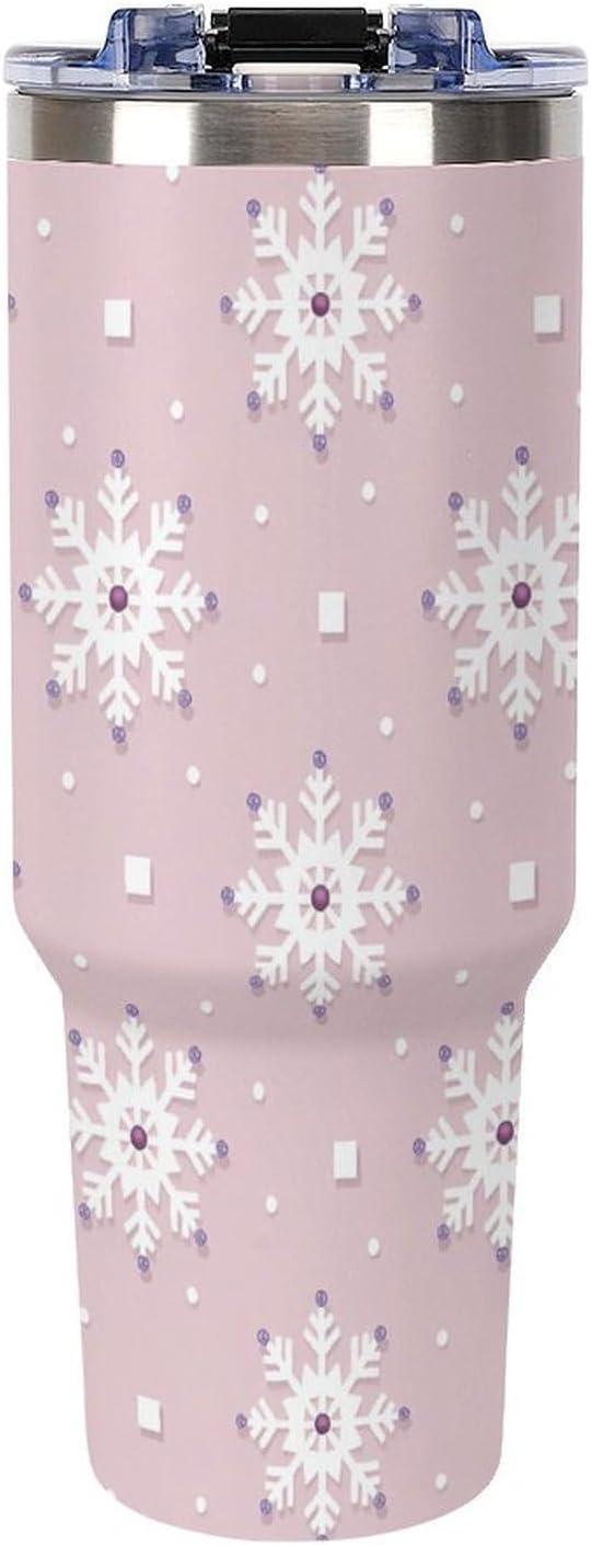 Leakproof Tumbler Vacuum Sealed Car Holder Friendly For Travel Simple Minimalist White Poppy Flower Pattern Coffee Mug Light Rose Red-style-27 - Colors H