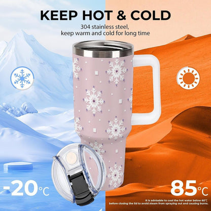 Leakproof Tumbler Vacuum Sealed Car Holder Friendly For Travel Simple Minimalist White Poppy Flower Pattern Coffee Mug Light Rose Red-style-27 - Colors H