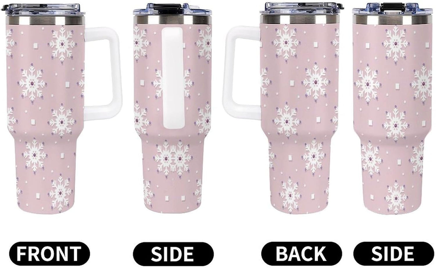 Leakproof Tumbler Vacuum Sealed Car Holder Friendly For Travel Simple Minimalist White Poppy Flower Pattern Coffee Mug Light Rose Red-style-27 - Colors H
