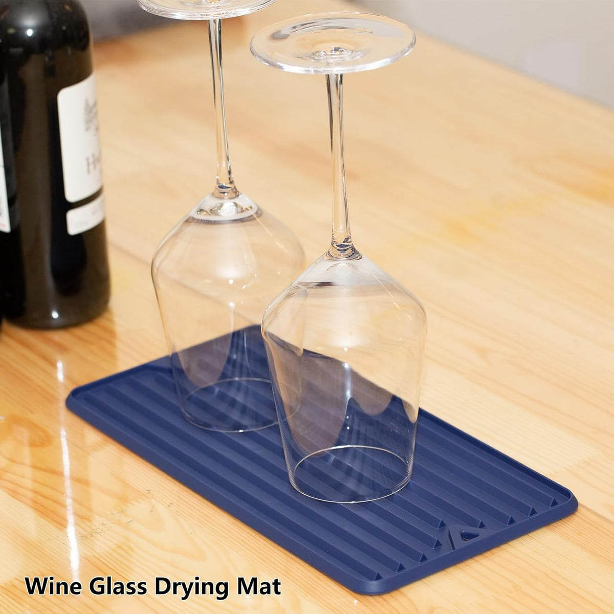 Mini Silicone Dish Drying Mat, Flexible & Thick, 6" x 12", Blue
