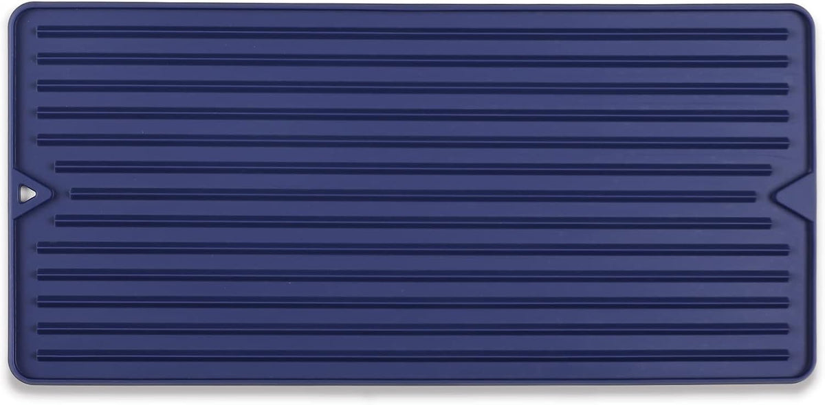Mini Silicone Dish Drying Mat, Flexible & Thick, 6" x 12", Blue