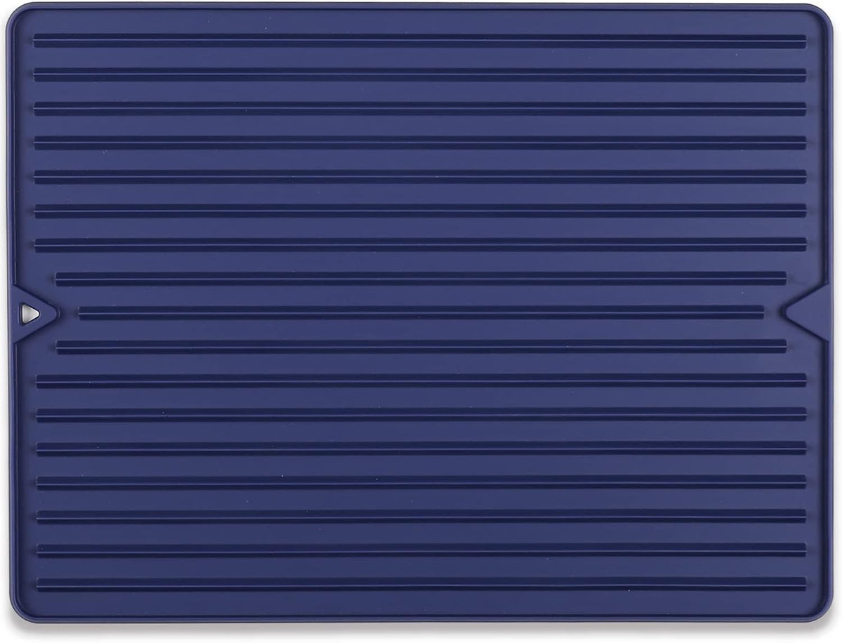 Mini Silicone Dish Drying Mat, Flexible & Thick, 6" x 12", Blue