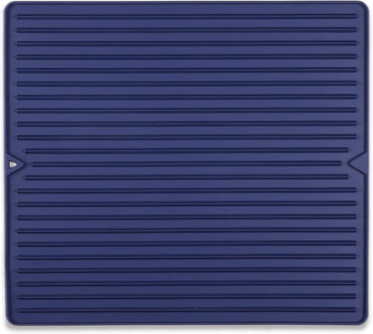 Mini Silicone Dish Drying Mat, Flexible & Thick, 6" x 12", Blue