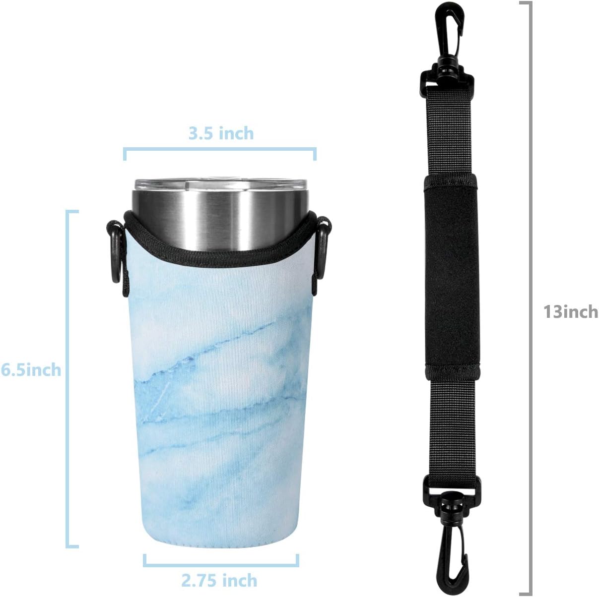 Neoprene 20 oz Tumbler Carrier Holder Pouch for Stainless Steel Insulated Tumblers with Detachable Carrying Handle