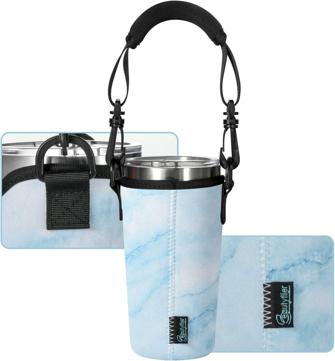 Neoprene 20 oz Tumbler Carrier Holder Pouch for Stainless Steel Insulated Tumblers with Detachable Carrying Handle