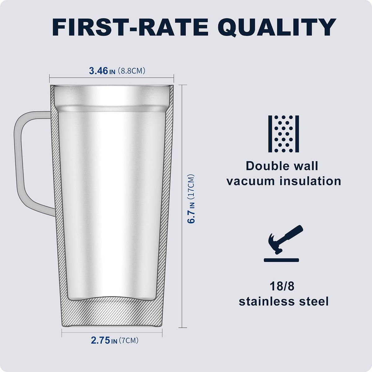 20 oz Stainless Steel Skinny Tumbler Double Wall Insulated Slim Water Tumbler Cup for Coffee, Tea (Baby Blue)