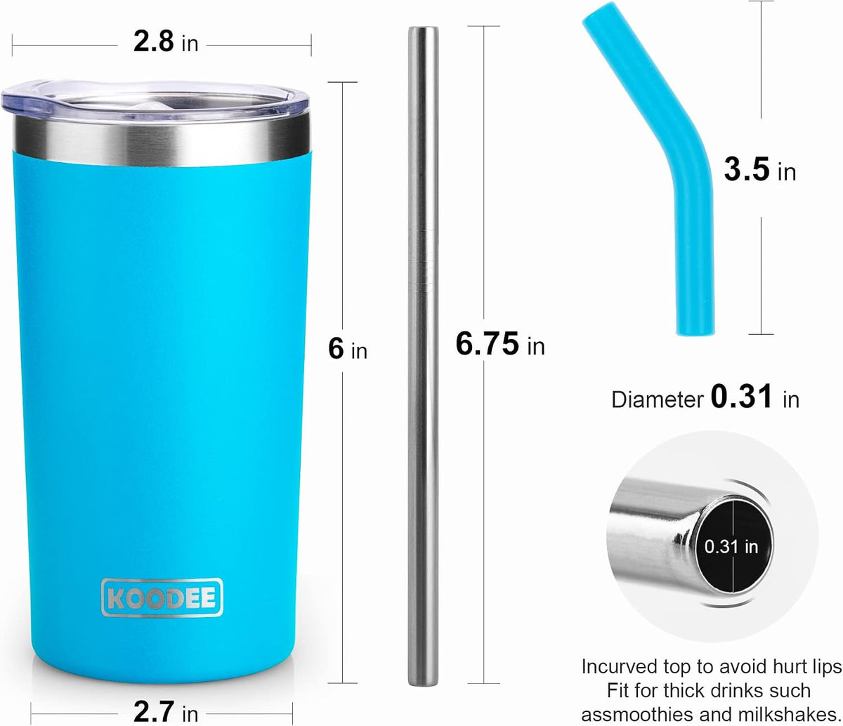 20 oz Stainless Steel Skinny Tumbler Double Wall Insulated Slim Water Tumbler Cup for Coffee, Tea (Baby Blue)