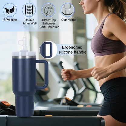 15 Pack 40 Oz Tumbler with Handle and Straw Bulk, 40 Oz Tumbler Stainless Steel Vacuum Insulation Keep Hot and Cold, 40 Oz Travel Coffee Mug with Silicone Spill Proof Stopper Set, Individually Boxed