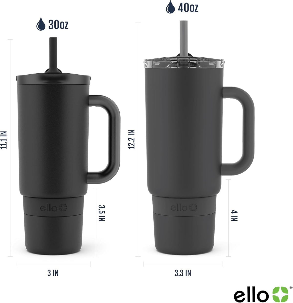 Port 40oz Tumbler with Carry Loop & Integrated Handle, Vacuum Insulated Stainless Steel Reusable Water Bottle, Travel Mug with Leak Proof Lid & Straw, Perfect for Iced Coffee & Tea, White