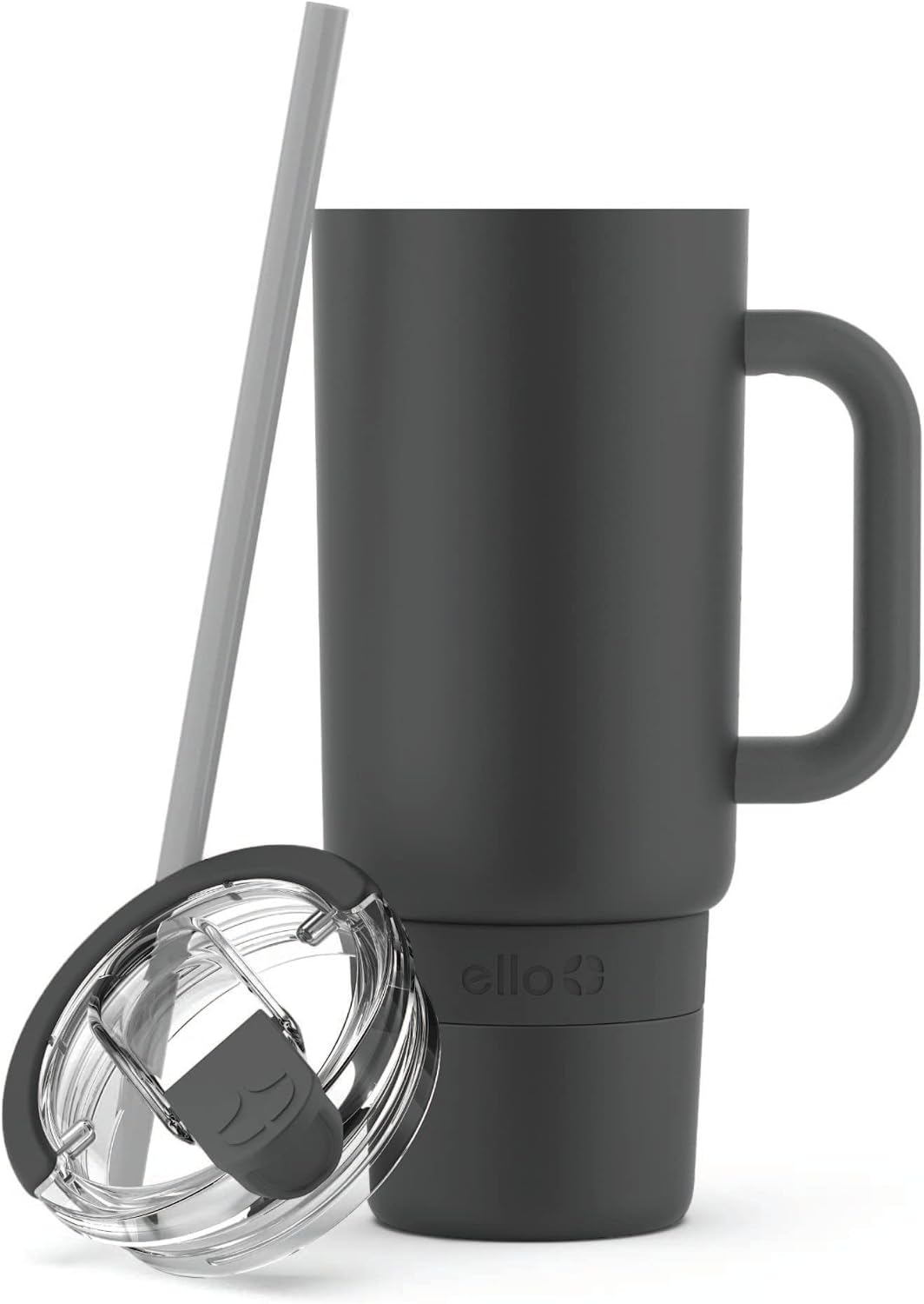 Port 40oz Tumbler with Carry Loop & Integrated Handle, Vacuum Insulated Stainless Steel Reusable Water Bottle, Travel Mug with Leak Proof Lid & Straw, Perfect for Iced Coffee & Tea, White