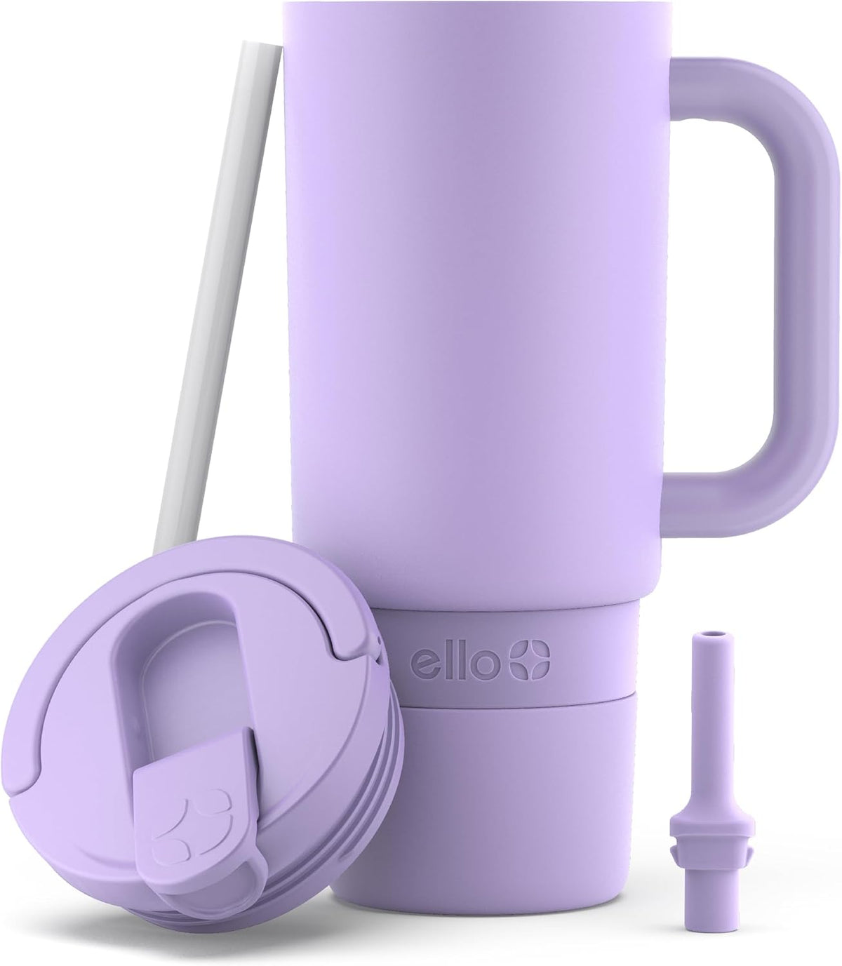 Port 40oz Tumbler with Carry Loop & Integrated Handle, Vacuum Insulated Stainless Steel Reusable Water Bottle, Travel Mug with Leak Proof Lid & Straw, Perfect for Iced Coffee & Tea, White