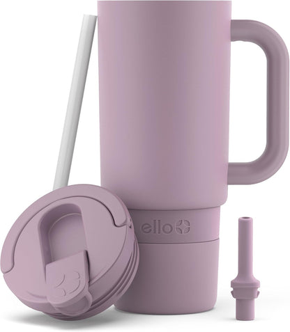 Port 40oz Tumbler with Carry Loop & Integrated Handle, Vacuum Insulated Stainless Steel Reusable Water Bottle, Travel Mug with Leak Proof Lid & Straw, Perfect for Iced Coffee & Tea, White