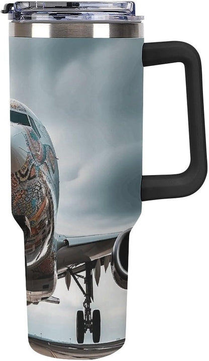 40 Oz Double Insulated Tumblers With Handles Pelican Birds Printed Insulated Tumbler With Straw With Lid Leak-proof Stainless Steel Travel Coffee Mug - Colors B
