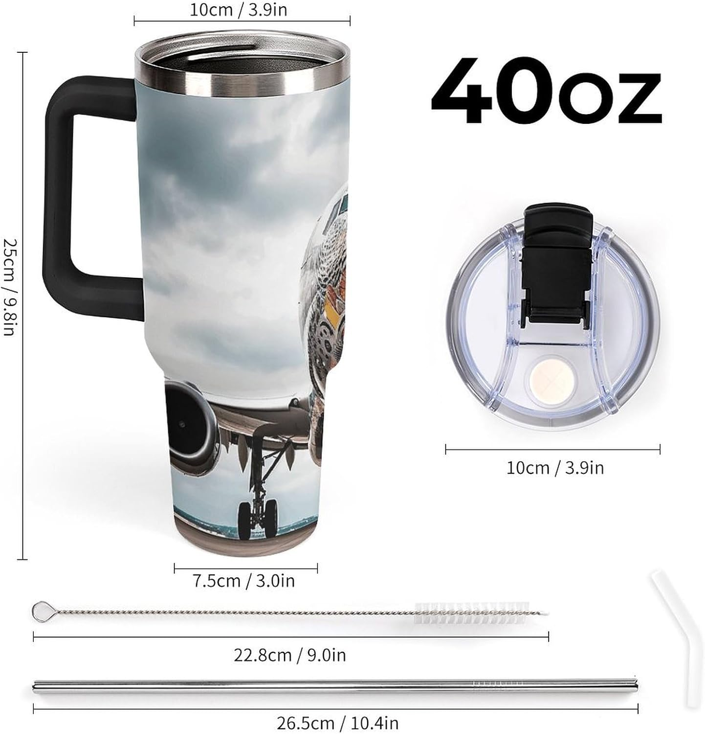 40 Oz Double Insulated Tumblers With Handles Pelican Birds Printed Insulated Tumbler With Straw With Lid Leak-proof Stainless Steel Travel Coffee Mug - Colors B
