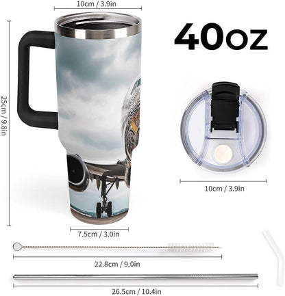 40 Oz Double Insulated Tumblers With Handles Pelican Birds Printed Insulated Tumbler With Straw With Lid Leak-proof Stainless Steel Travel Coffee Mug - Colors B