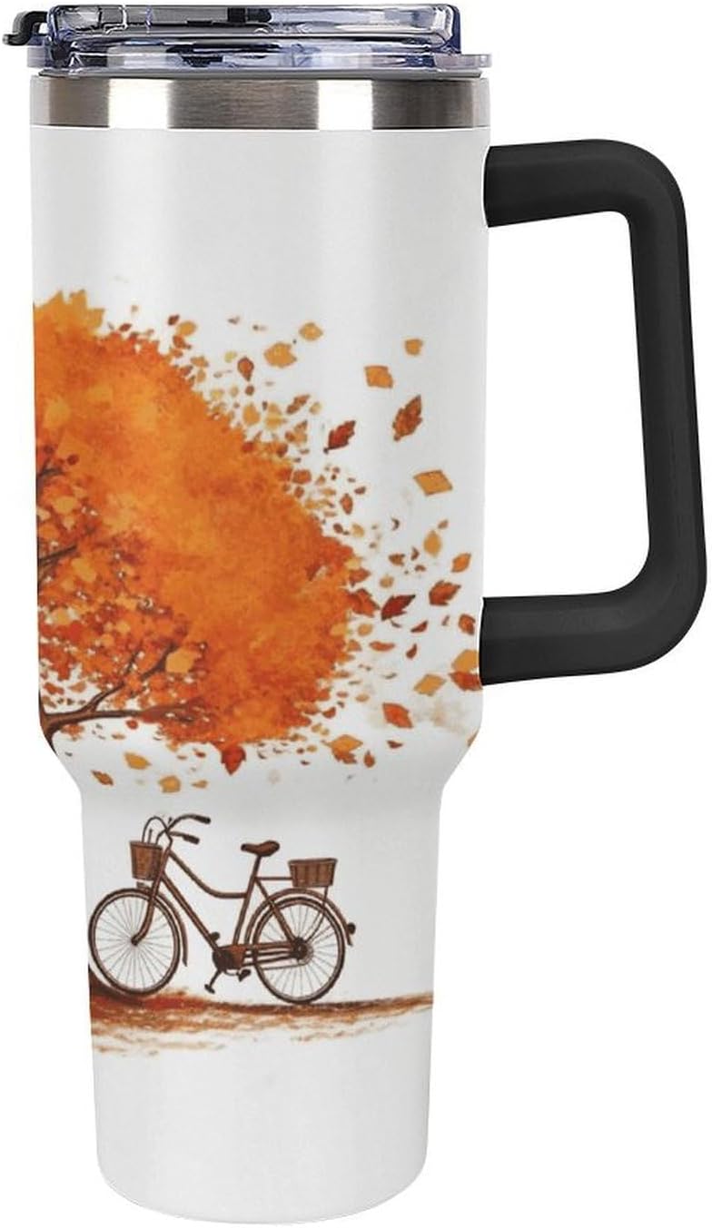 40 Oz Double Insulated Tumblers With Handles Pelican Birds Printed Insulated Tumbler With Straw With Lid Leak-proof Stainless Steel Travel Coffee Mug - Colors B