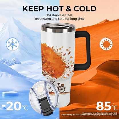 40 Oz Double Insulated Tumblers With Handles Pelican Birds Printed Insulated Tumbler With Straw With Lid Leak-proof Stainless Steel Travel Coffee Mug - Colors B