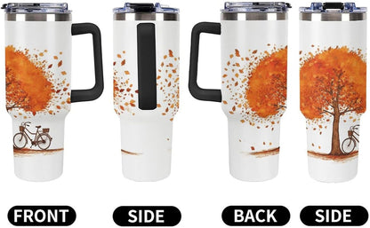 40 Oz Double Insulated Tumblers With Handles Pelican Birds Printed Insulated Tumbler With Straw With Lid Leak-proof Stainless Steel Travel Coffee Mug - Colors B