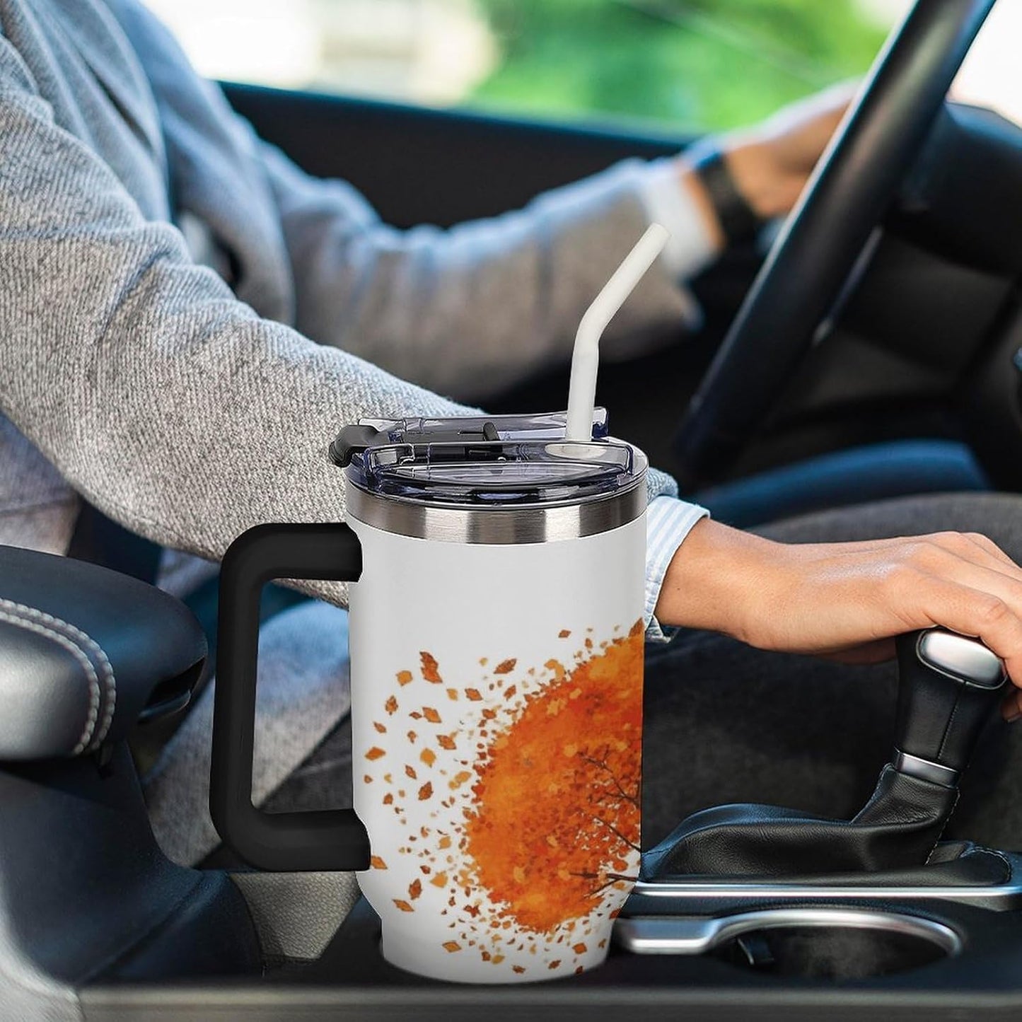 40 Oz Double Insulated Tumblers With Handles Pelican Birds Printed Insulated Tumbler With Straw With Lid Leak-proof Stainless Steel Travel Coffee Mug - Colors B