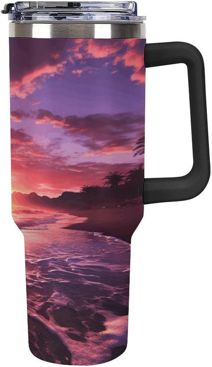 40 Oz Double Insulated Tumblers With Handles Pelican Birds Printed Insulated Tumbler With Straw With Lid Leak-proof Stainless Steel Travel Coffee Mug - Colors B