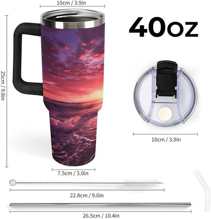 40 Oz Double Insulated Tumblers With Handles Pelican Birds Printed Insulated Tumbler With Straw With Lid Leak-proof Stainless Steel Travel Coffee Mug - Colors B