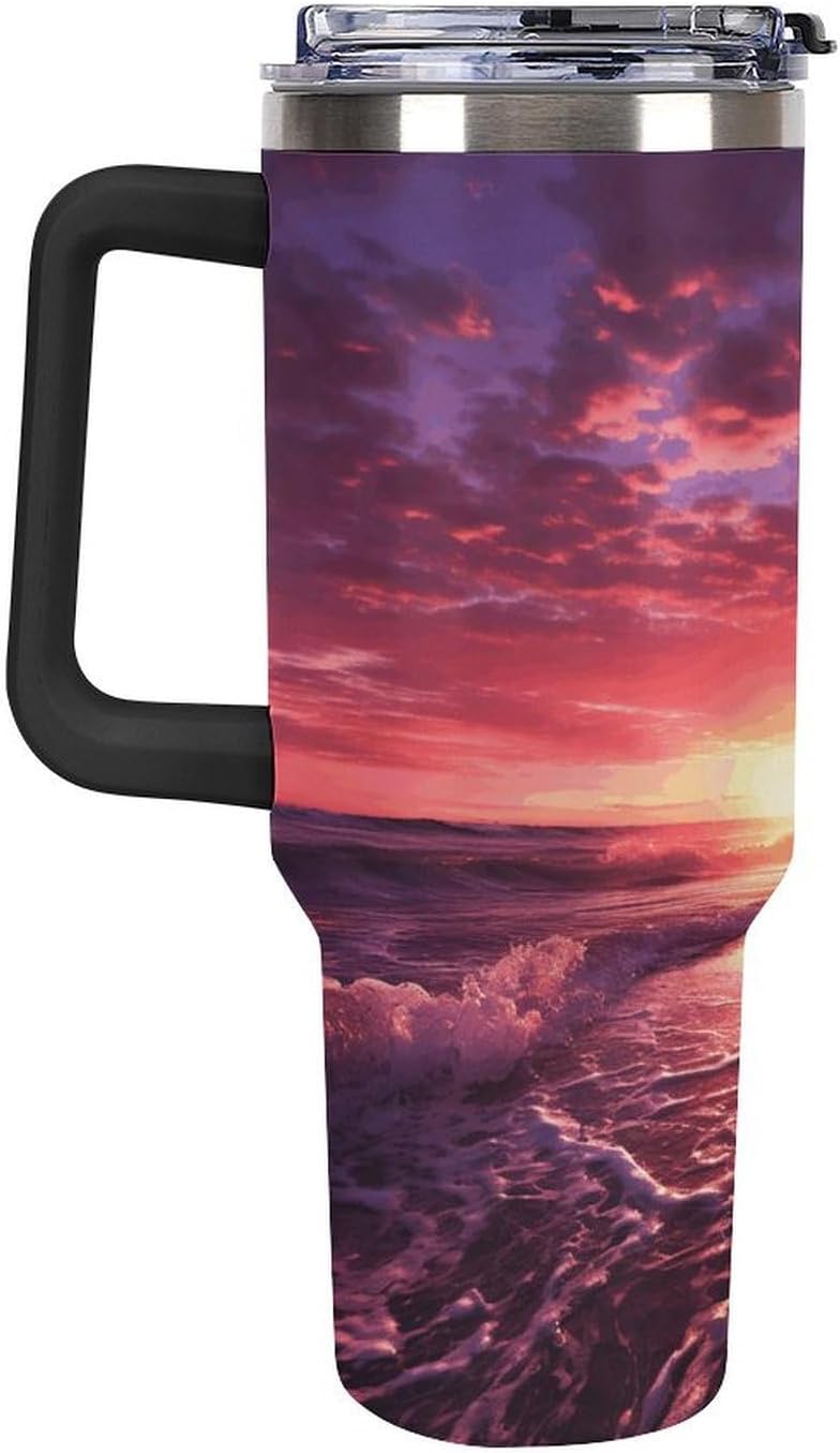 40 Oz Double Insulated Tumblers With Handles Pelican Birds Printed Insulated Tumbler With Straw With Lid Leak-proof Stainless Steel Travel Coffee Mug - Colors B