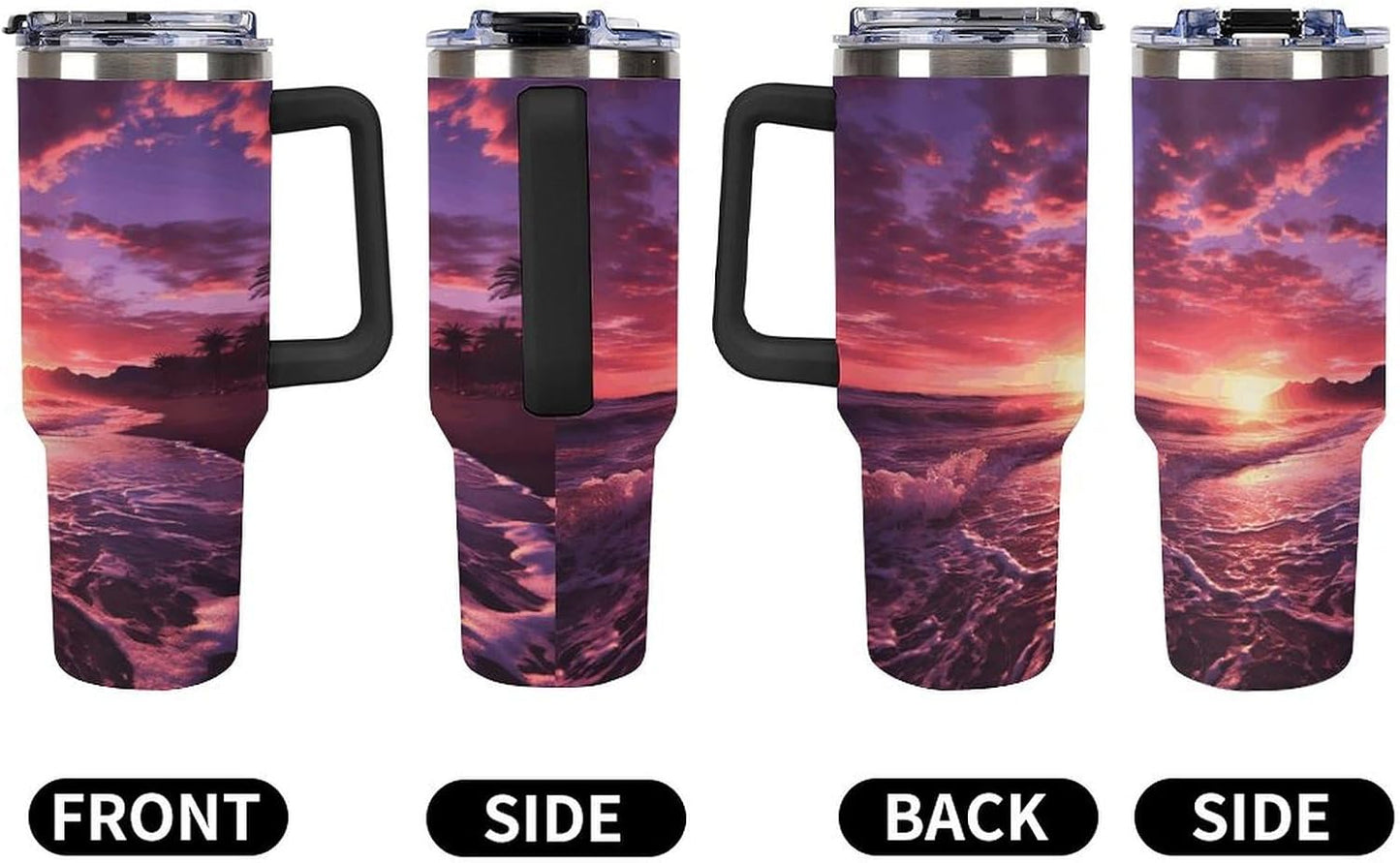 40 Oz Double Insulated Tumblers With Handles Pelican Birds Printed Insulated Tumbler With Straw With Lid Leak-proof Stainless Steel Travel Coffee Mug - Colors B