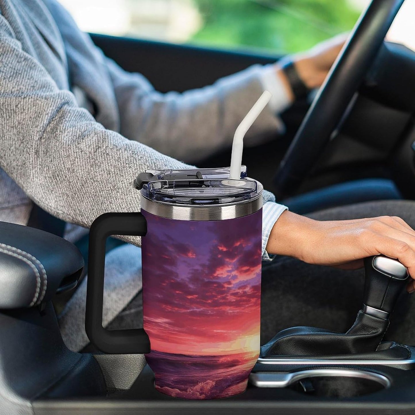 40 Oz Double Insulated Tumblers With Handles Pelican Birds Printed Insulated Tumbler With Straw With Lid Leak-proof Stainless Steel Travel Coffee Mug - Colors B