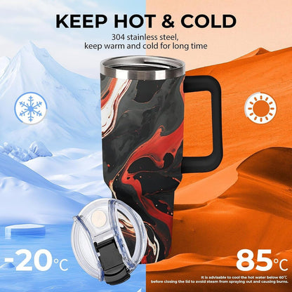 40 Oz Double Insulated Tumblers With Handles Pelican Birds Printed Insulated Tumbler With Straw With Lid Leak-proof Stainless Steel Travel Coffee Mug - Colors B