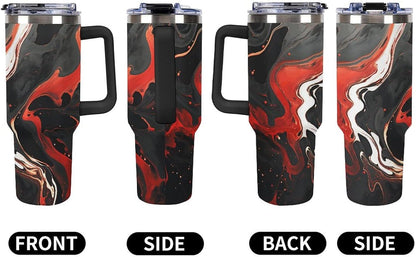 40 Oz Double Insulated Tumblers With Handles Pelican Birds Printed Insulated Tumbler With Straw With Lid Leak-proof Stainless Steel Travel Coffee Mug - Colors B