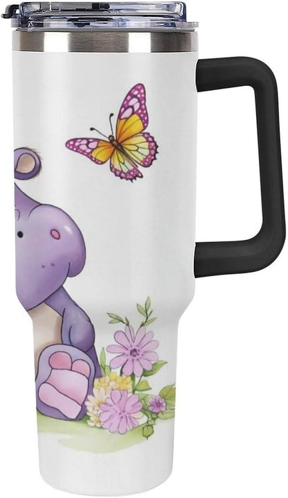 40 Oz Double Insulated Tumblers With Handles Pelican Birds Printed Insulated Tumbler With Straw With Lid Leak-proof Stainless Steel Travel Coffee Mug - Colors B