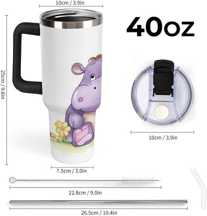 40 Oz Double Insulated Tumblers With Handles Pelican Birds Printed Insulated Tumbler With Straw With Lid Leak-proof Stainless Steel Travel Coffee Mug - Colors B