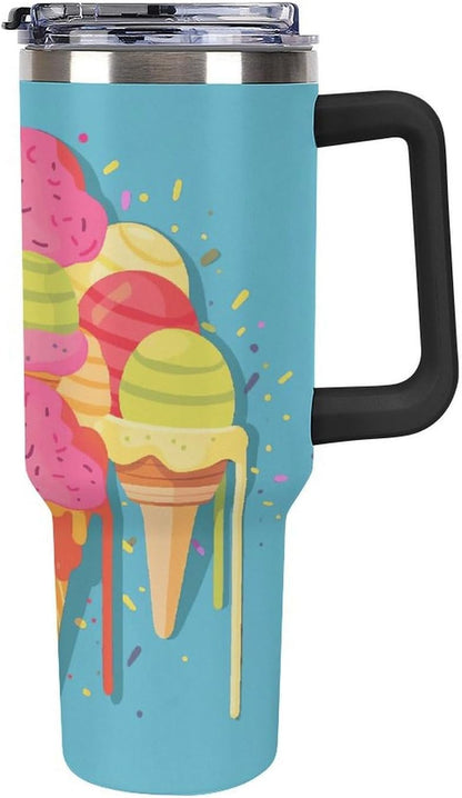 40 Oz Double Insulated Tumblers With Handles Pelican Birds Printed Insulated Tumbler With Straw With Lid Leak-proof Stainless Steel Travel Coffee Mug - Colors B
