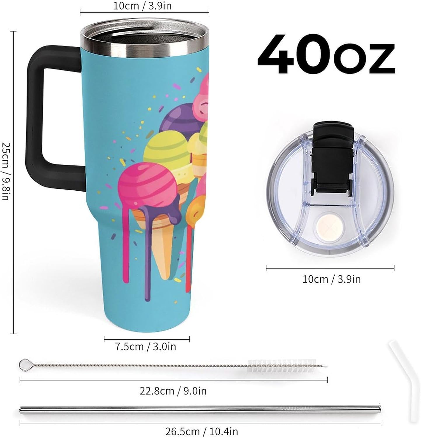 40 Oz Double Insulated Tumblers With Handles Pelican Birds Printed Insulated Tumbler With Straw With Lid Leak-proof Stainless Steel Travel Coffee Mug - Colors B