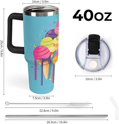 40 Oz Double Insulated Tumblers With Handles Pelican Birds Printed Insulated Tumbler With Straw With Lid Leak-proof Stainless Steel Travel Coffee Mug - Colors B