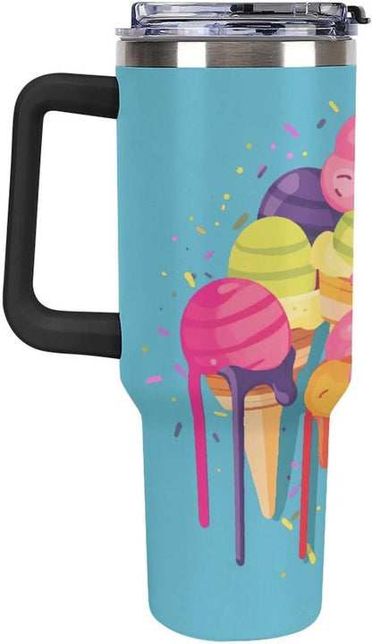 40 Oz Double Insulated Tumblers With Handles Pelican Birds Printed Insulated Tumbler With Straw With Lid Leak-proof Stainless Steel Travel Coffee Mug - Colors B